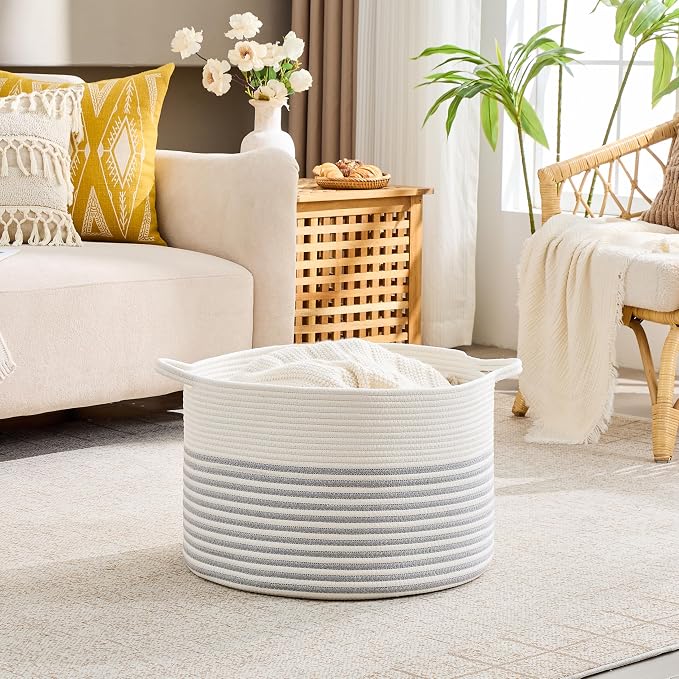 KAKAMAY Large Blanket Basket - Image 3