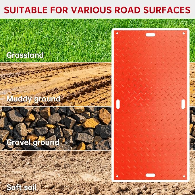 12Pcs 4'x8' Ground Protection Mats w/22 Connectors, Double Sided Diamond Tread - Image 5