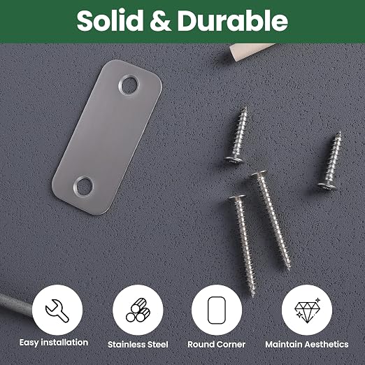 Door Hole Cover Plate 1" x 2-1/4", Round Corner Deadbolt Strike Plate | - Image 8