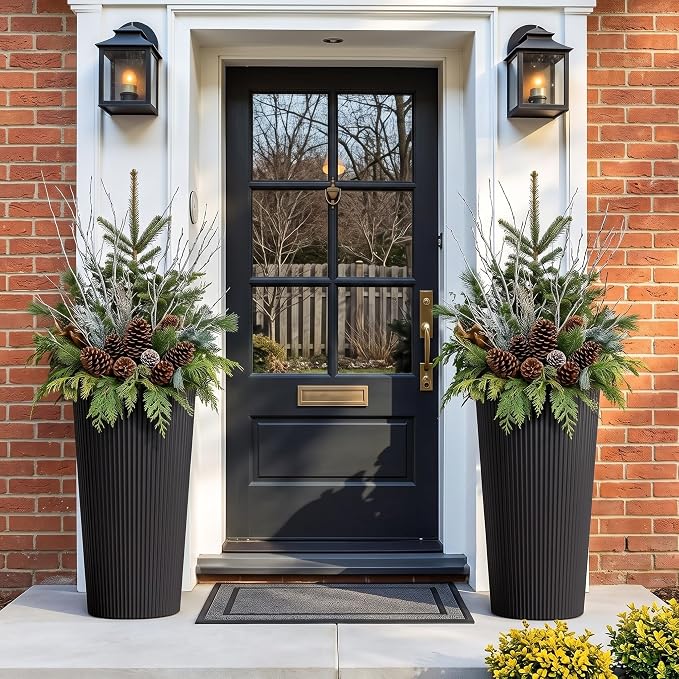 24" Tall Planters for Outdoor Plants Set of 2 - Image 6