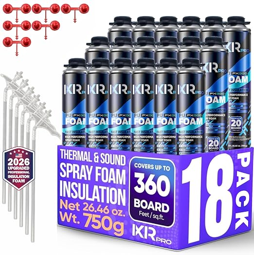 Spray Foam Insulation, Expanding Foam Sealant Spray, 18 Pack x 26.46 oz | High by ixirpro