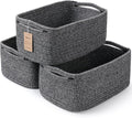 3 Pack Storage Baskets for Organizing, 13.7×9.5×6.3", Mixed Black | Woven by MaxuniTechLife