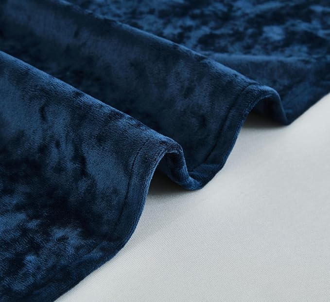 Chezmoi Collection Lux Navy Blue Crushed Velvet Curtains 2 Panel Set - Image 8