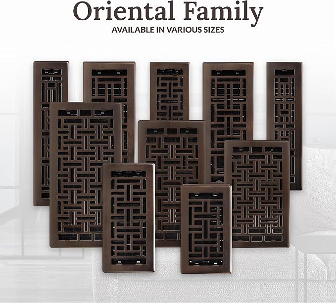 Decor Grates AJH414-RB Oriental Floor Register, 4x14 Inches, Rubbed Bronze - Image 8