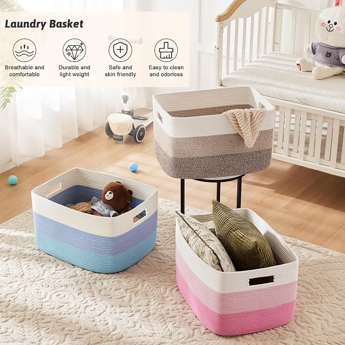 Artfeel Blanket Basket, Rectangle Woven Baskets - Image 6
