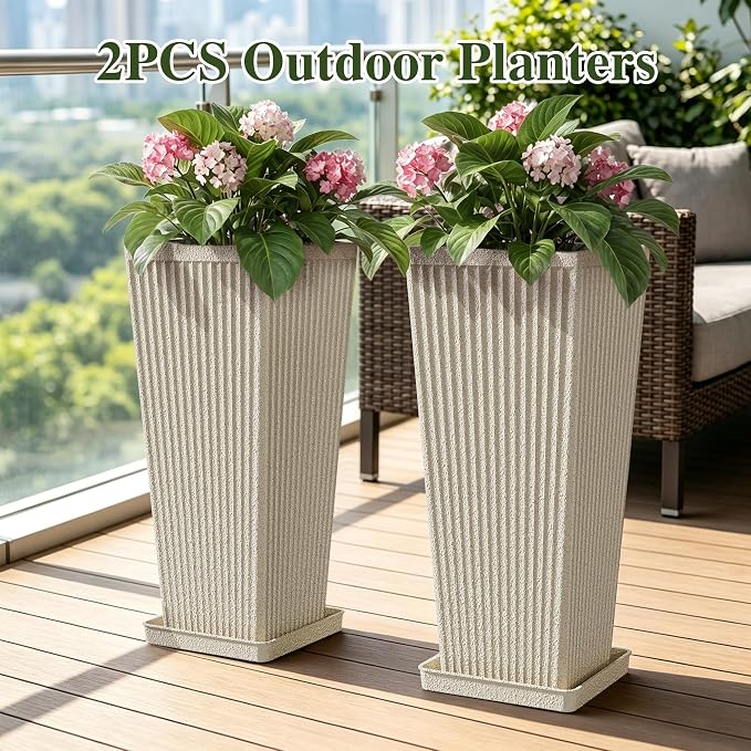 24" Tapered Tall Planters for Outdoor Plants - Image 6