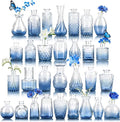 Der Rose 30pcs Glass Bud Vases, delicate embossed patterns, thick sturdy glass by DerRose