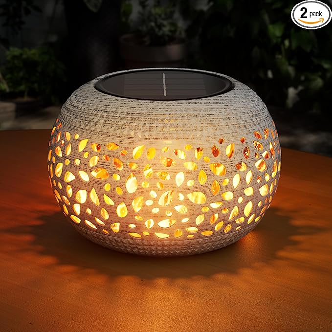 Solar Lanterns Outdoor Waterproof Table Lights: Upgraded Solar Flame Lantern by BONLION