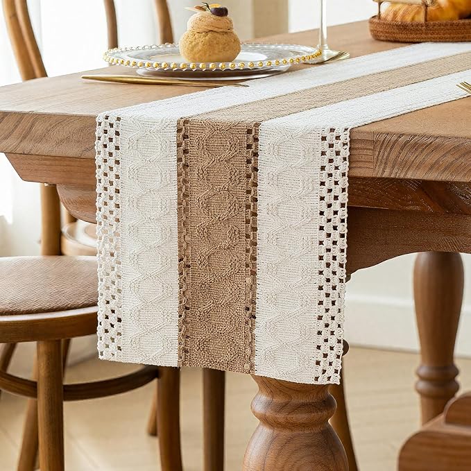 Boho Table Runner for Fall Home Decor 12x72 Farmhouse Woven Runner | 72 Inches by FEXIA