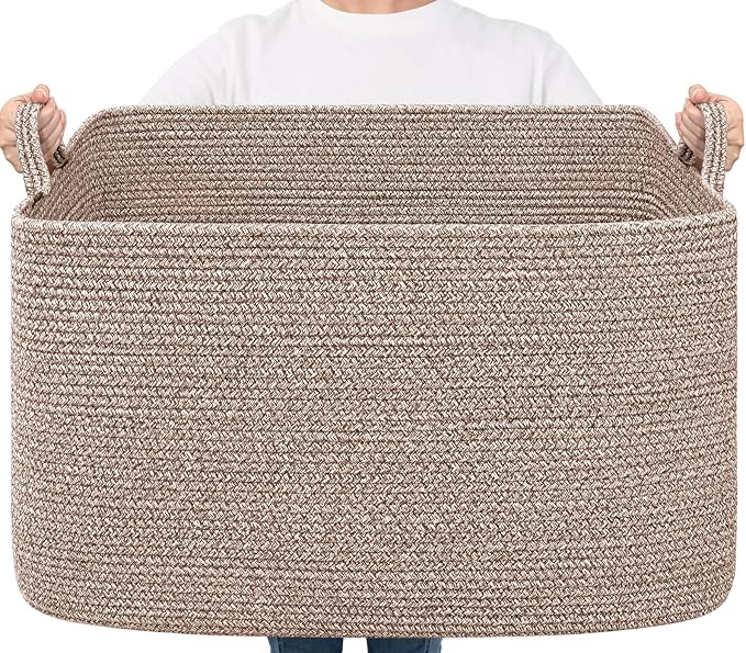 Goodpick 85L Large Woven Rope Blanket Basket, Toys & Clothes, Living Room & by Goodpick