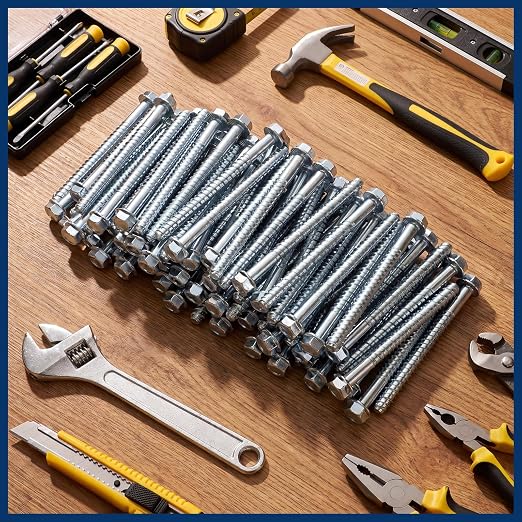 Tandefio 100 Pack 1/2 x 6 Concrete Anchors and Screw Kits Galvanized | Large - Image 7