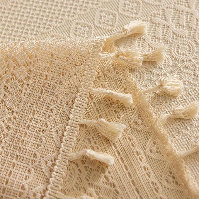 Sutuo Home Beige Lace Boho Curtains - Image 9