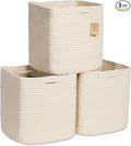 NaturalCozy Storage Cubes 11 Inch Cotton Rope Woven Baskets by NaturalCozy