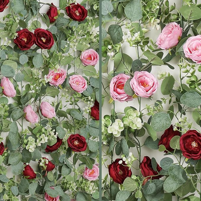 TOCHGREEN 4 Pack Artificial Eucalyptus Flower Garland - Image 5