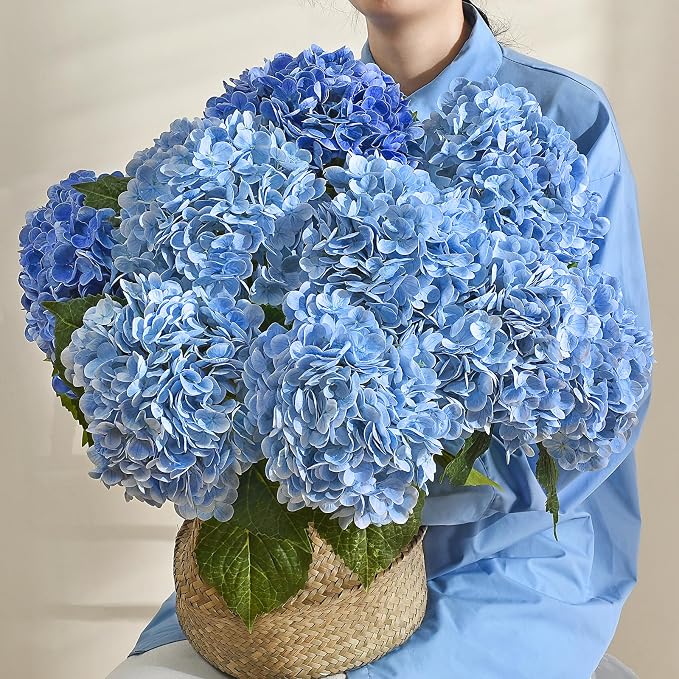 3Pcs 21in Hydrangea Artificial Flowers, Latex Real Touch Hydrangeas Lifelike - Image 6