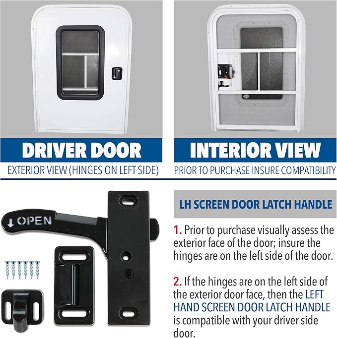 RV- Screen Door Latch Left Hand Handle Kit - Image 3