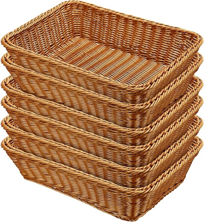 Eccliy 6 Pack Wicker Bread Baskets Woven Serving Basket, 15.8 Inch | Poly by Eccliy
