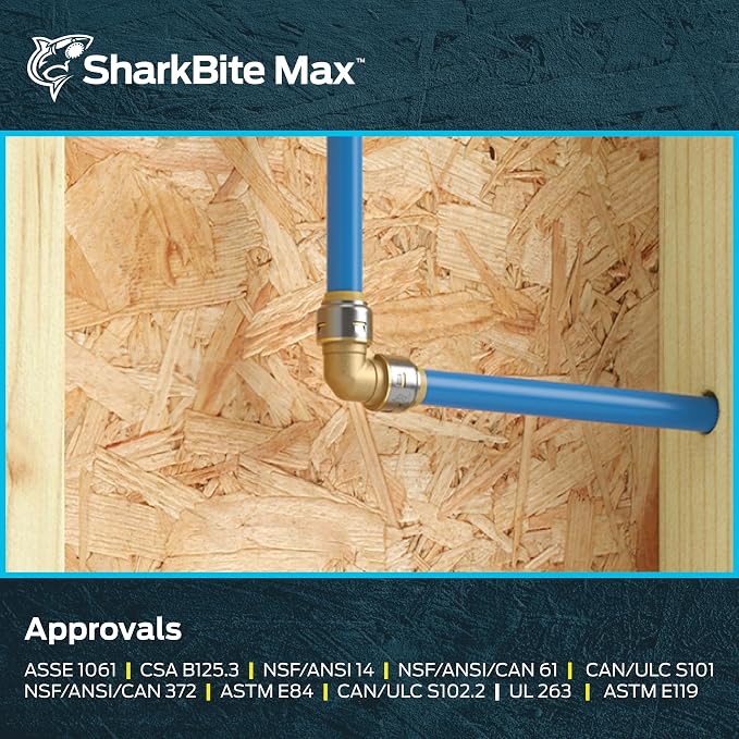 SharkBite Max 1 x 1 in PTC 90-Degree Elbow, Push-to-Connect Brass Plumbing - Image 6