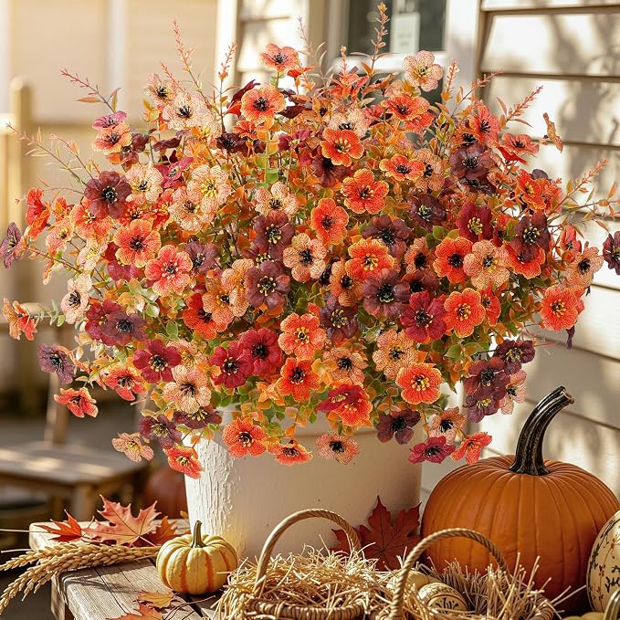 SHareconn 24Pcs Artificial Fall Flowers UV Resistant Fake Mums - Image 4