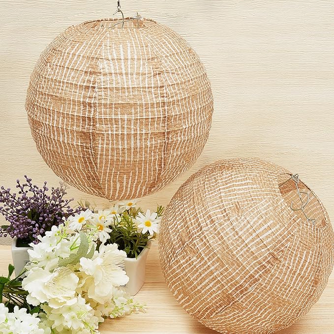 6 Pcs Print Burlap Paper Lanterns Classroom Decor, 12 Inch | Boho Hanging Decor - Image 4