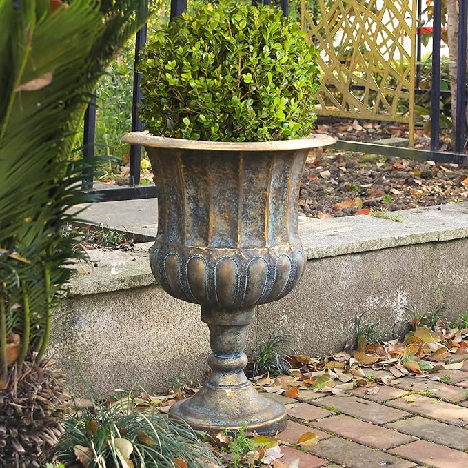 Worth Garden 24.5" H. Metal Urn Planters 2-Pack - Image 4