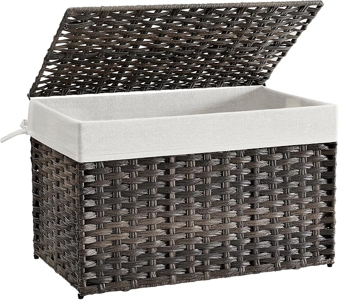SONGMICS Storage Basket with Lid, Woven Blanket Storage Bin with Handles by Unknown