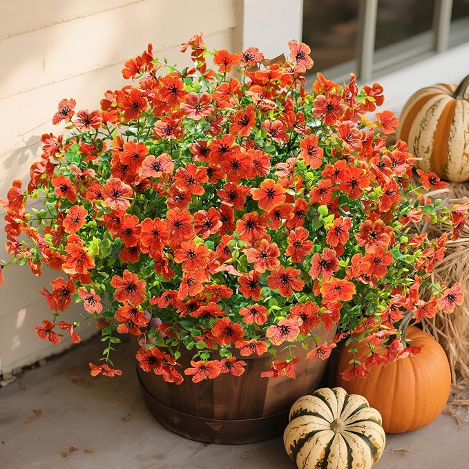 florisso Artificial Fake Fall Mums Flowers Plants - Image 4