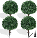 Grooy Set of 4 Artificial Boxwood Topiary Ball Tree by FEELTHENEWWORLD