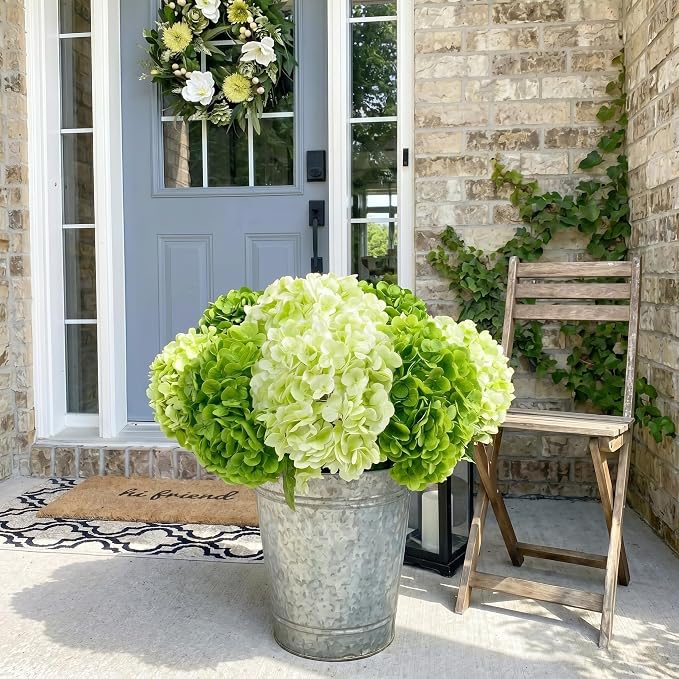 4Pcs Real Touch Green Hydrangea Artificial Flowers, Fake Hydrangea Flowers - Image 2