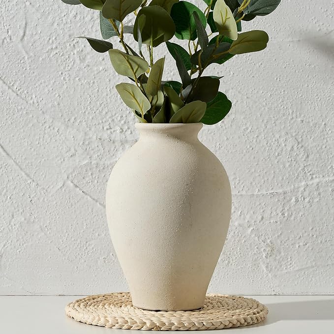 SIDUCAL Ceramic Vintage Flower Vase | 9 Inch Large Pottery Rustic Farmhouse by SIDUCAL