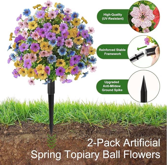 Alupssuc 2Pcs 20" Artificial Topiary Ball Flowers - Image 2