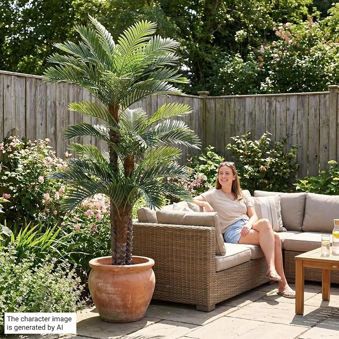 8.5ft Artificial Triple Phoenix Palm Tree | Thick Trunks, Outdoor UV Resistant - Image 6