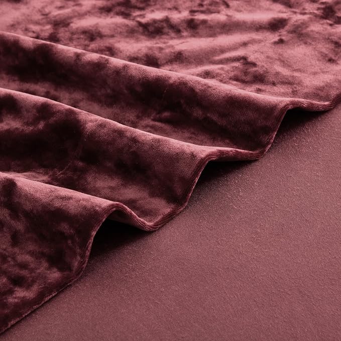 Chezmoi Collection Lux Burgundy Red Crushed Velvet Curtains 2 Panel Set - Image 9