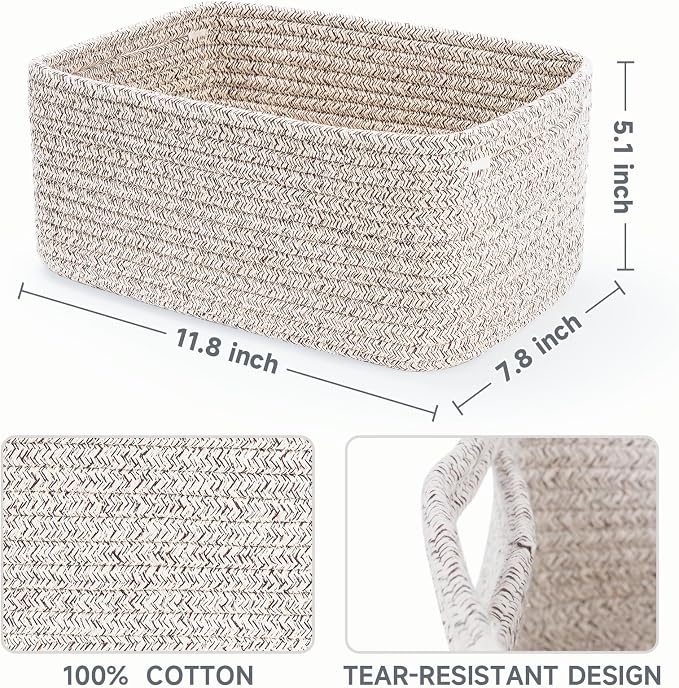 3 Pack Small Storage Baskets for Organizing, 11.8×7.8×5.1", Mixed Brown | Woven - Image 2