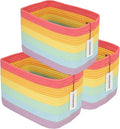 XUANGUO Woven Cotton Rope Storage Baskets 15x10x9.3" 3 Pack Rainbow | Colorful by XUANGUO
