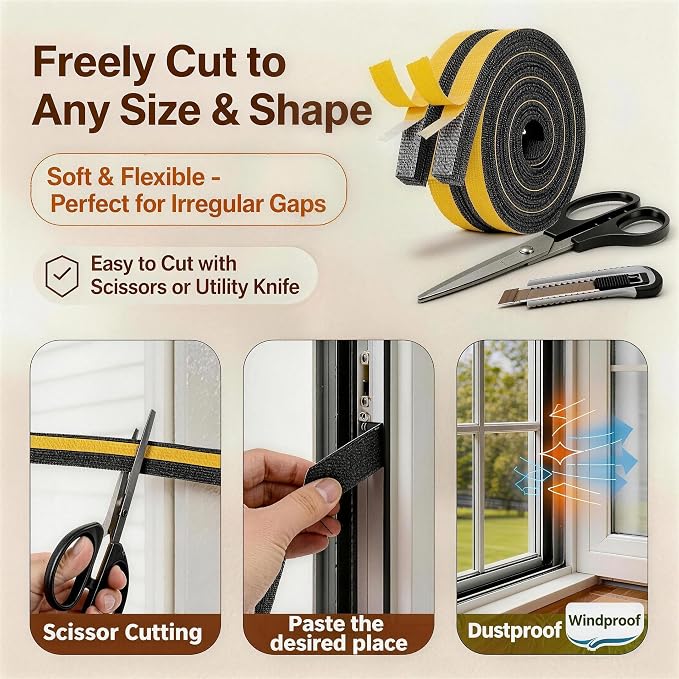 Air Conditioner Foam Tape-2 Rolls, 1 Inch Wide X 1 Inch Thick 13 Ft | Open Cell - Image 3