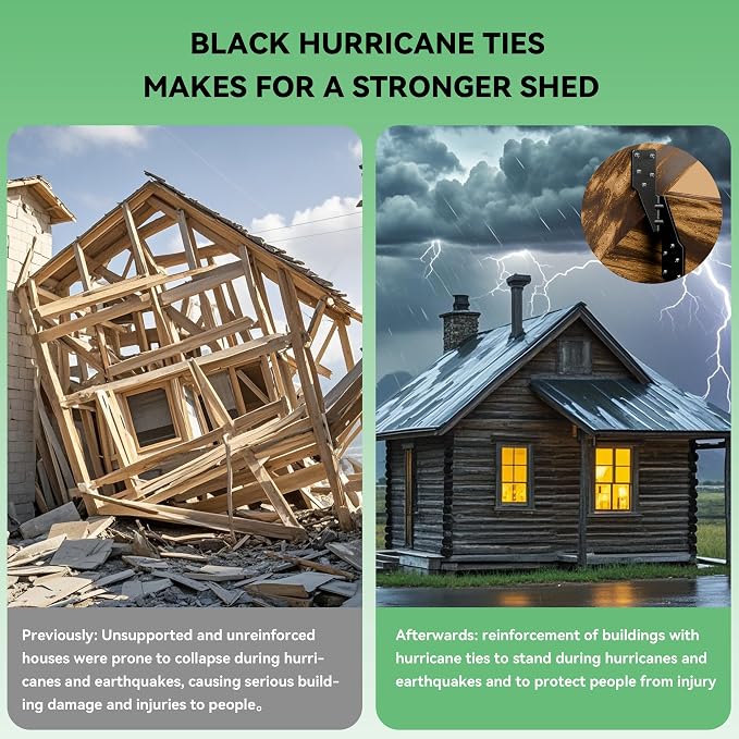 Black Hurricane Ties for Rafters, Hurricane Clips, Hurricane Brackets, - Image 4