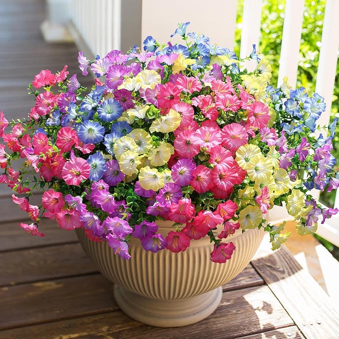 Artificial Flowers for Outdoors Fake Plants Outside Decoration, 12 Bundles Silk by HyeFloraartificialflowers
