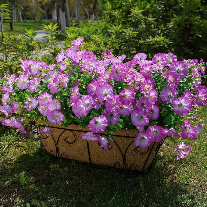 Artificial Flowers for Outdoors Fake Plants Outside Decoration, 12 Bundles Silk - Image 2