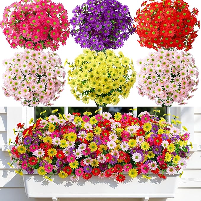 Alupssuc 30 Bundles Artificial Daisies Flowers Fake Silk Plant by Alupssuc