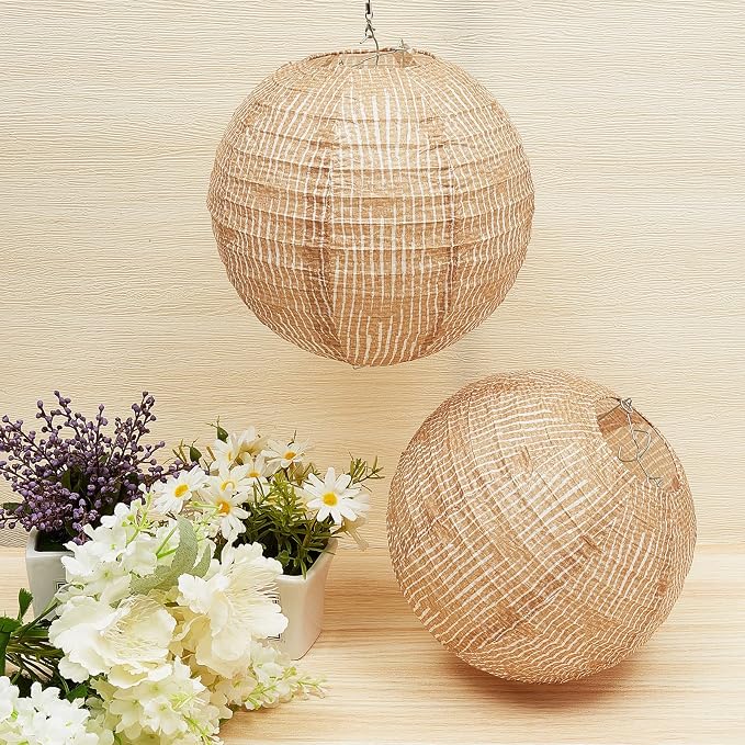 12 Pcs Print Burlap Paper Lanterns Classroom Decor, 8 Inch | Boho Hanging Decor - Image 4