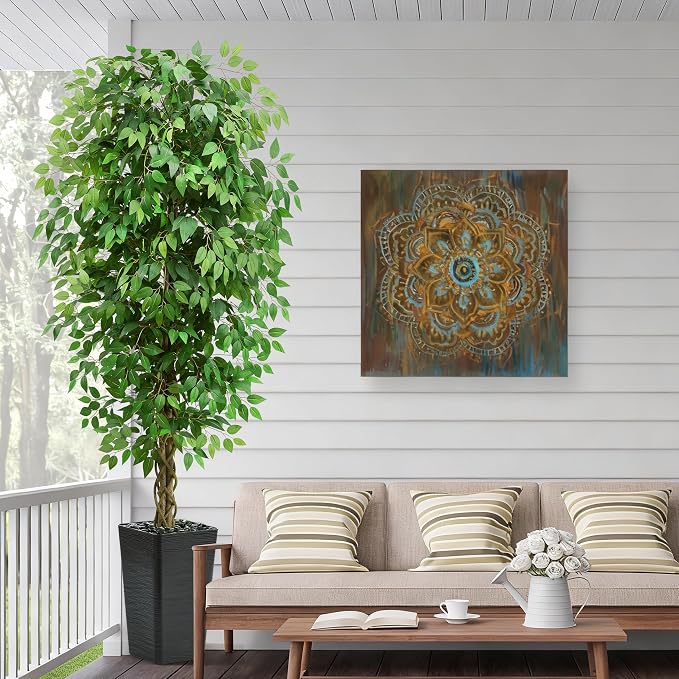 7FT Artificial Ficus Tree, 84 Inch Realistic Faux Silk Ficus Floor Plant - Image 2