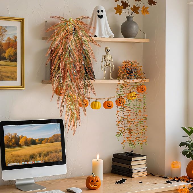 Der Rose 4 Pack Fake Fall Plants Hanging Orange Vines - Image 6