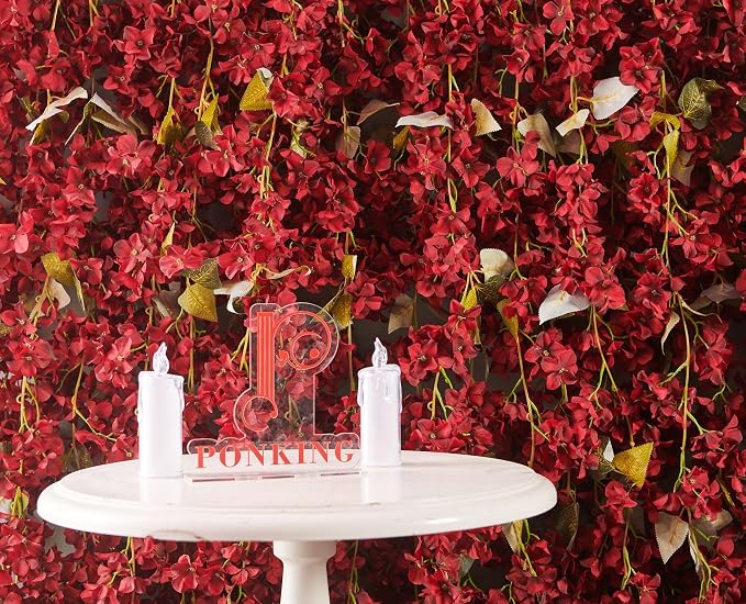 Artificial Flower Garland 2pcs 5.6ft Floral Hydrangea Vine Decor Red Flower | - Image 7