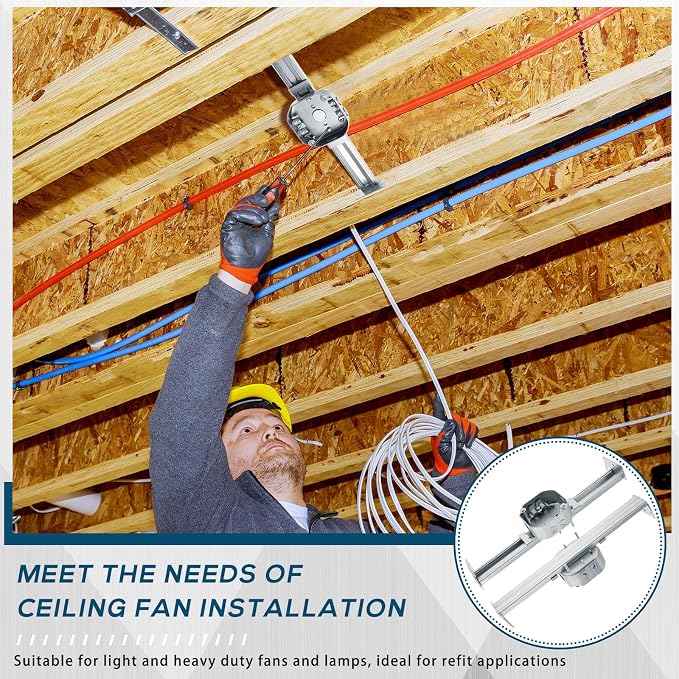 Therwen 4 Pcs Adjustable Ceiling Fan Electrical Box Brace Light Fixtures - Image 5