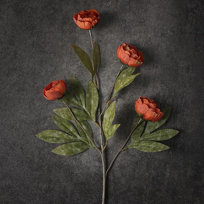 12 Pcs 27" Faux Silk Peony Artificial Fall Flowers Stems - Image 2