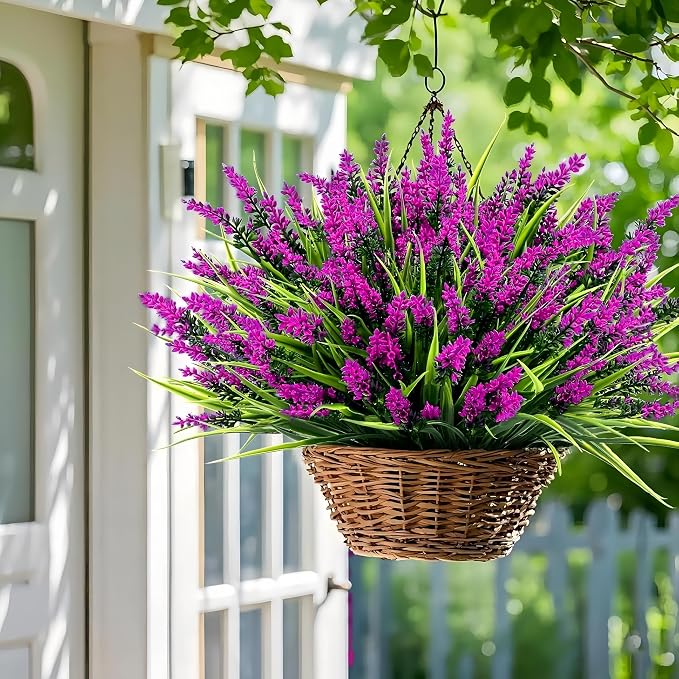 Geegoods 24 Bundles Artificial Lavender Flowers Outdoor, Fuchsia | UV Resistant - Image 4