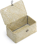 Nonam Small Wicker Basket with Lid, Seagrass Shelf Basket Set of 3, Nautral | by Home
