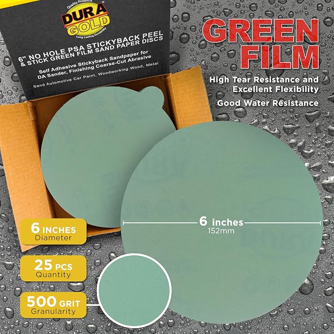 Dura-Gold Premium 6" Green Film PSA Sanding Discs - Image 2
