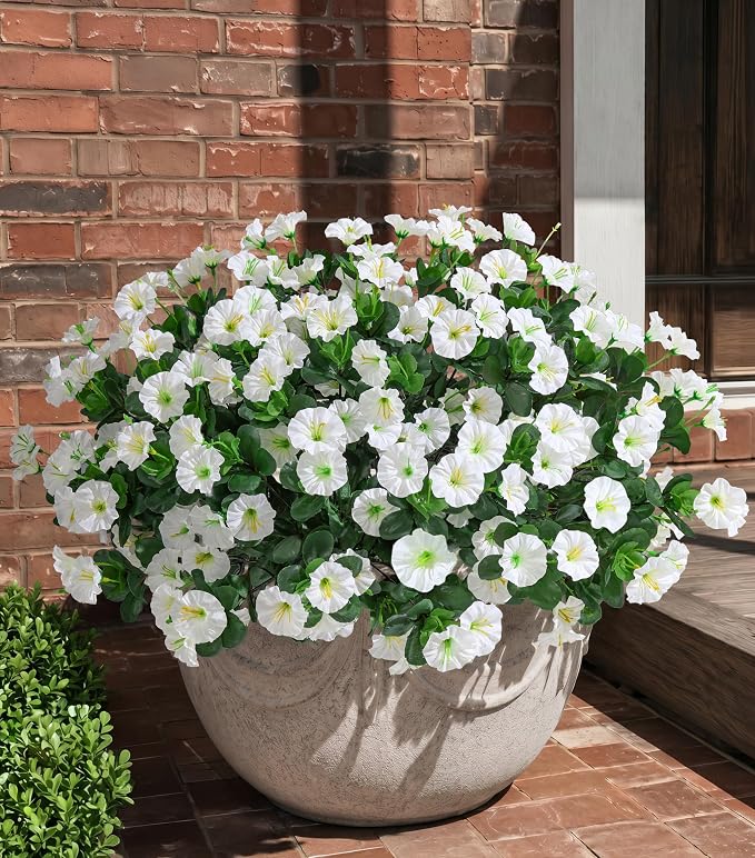 Artificial Flowers for Outdoors Fake Plants Outside Decoration, 4 Bundles Silk by HyeFloraartificialflowers